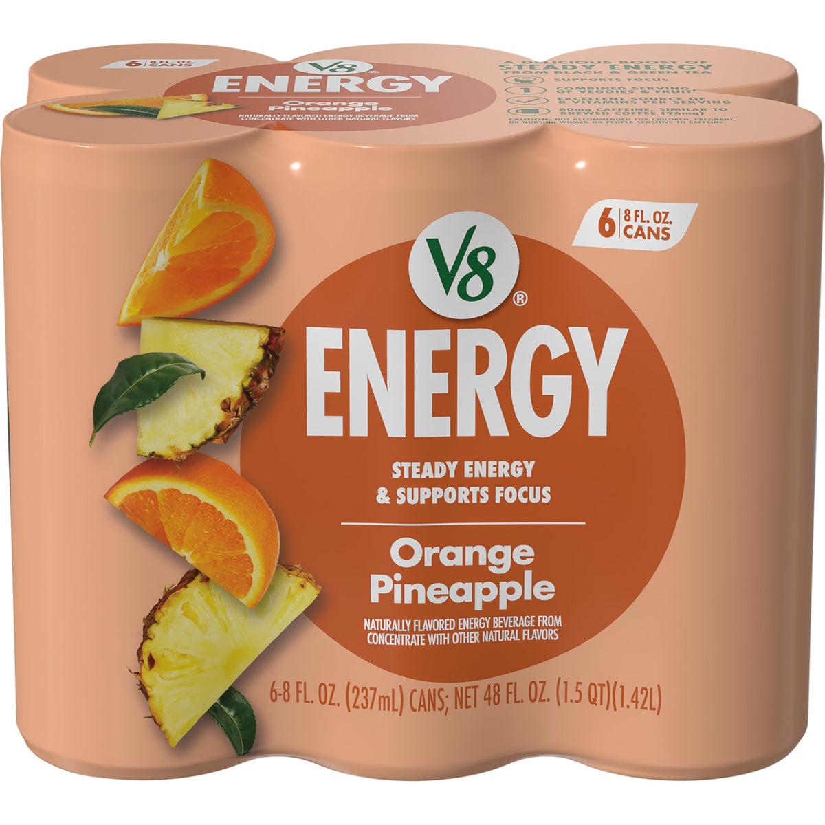 V8 +Energy Orange Pineapple – Portable Sparkling Energy Drink for Commute and Deep Work Sessions