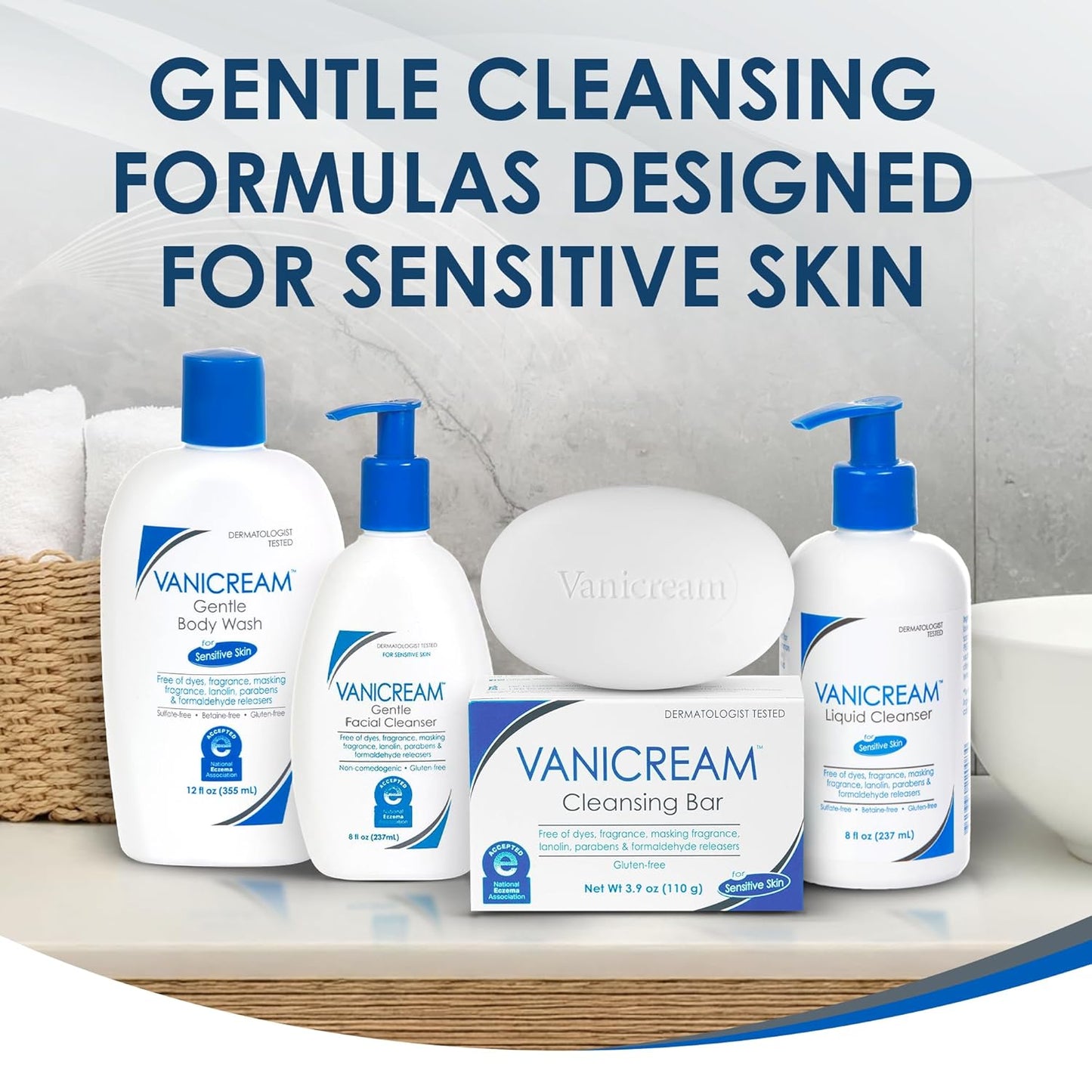 Vanicream Liquid Cleanser – Clean-Rinsing Sensitive Skin Wash Safe for Eczema and Allergy-Prone Skin, Soap-Free