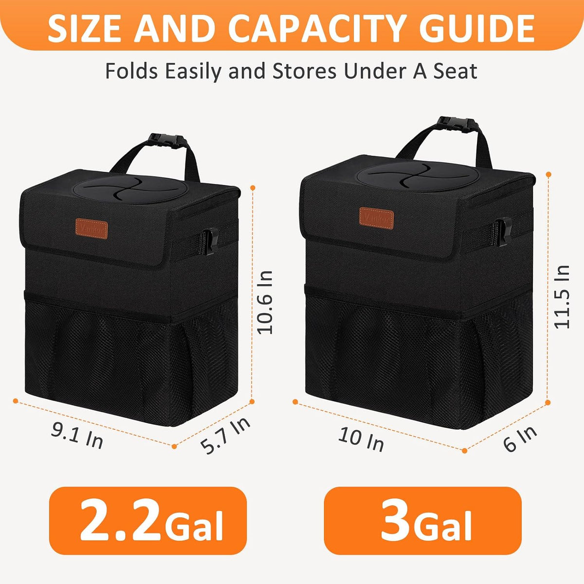 Vankor Simple Design Car Trash Organizer – Less-Is-More Auto Accessory, Folds Flat When Empty
