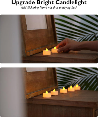 variants in warm white, warm yellow, and cool white light, with white or ivory shells, in 12- or 24-packs