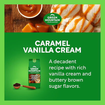 variation options include caramel vanilla cream packs of 1, 2, or 6; caramel pack of 3; wild mountain blueberry pack of 1; and nantucket blend pack of 4