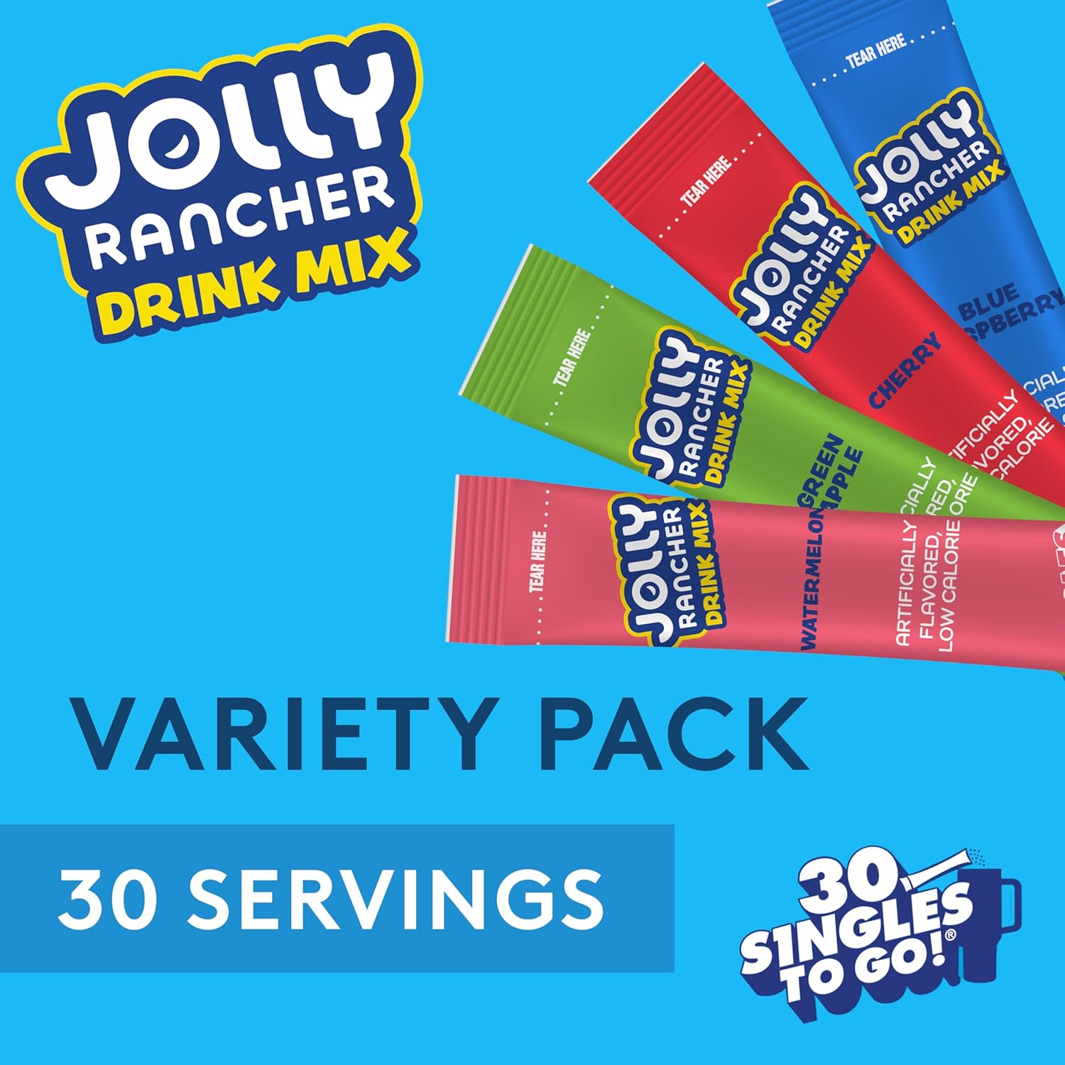 variety of 4 flavors: green apple, blue raspberry, cherry, watermelon