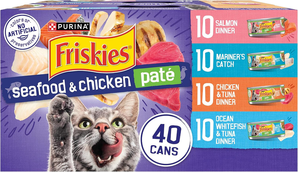 variety pack combining seafood and chicken pate recipes in 5.5 oz cans