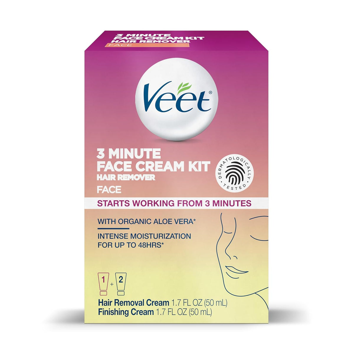 Veet Sensitive Skin Depilatory Cream with Aloe Vera – Pampering Birthday Gift for Her, 2-Piece Finishing Kit