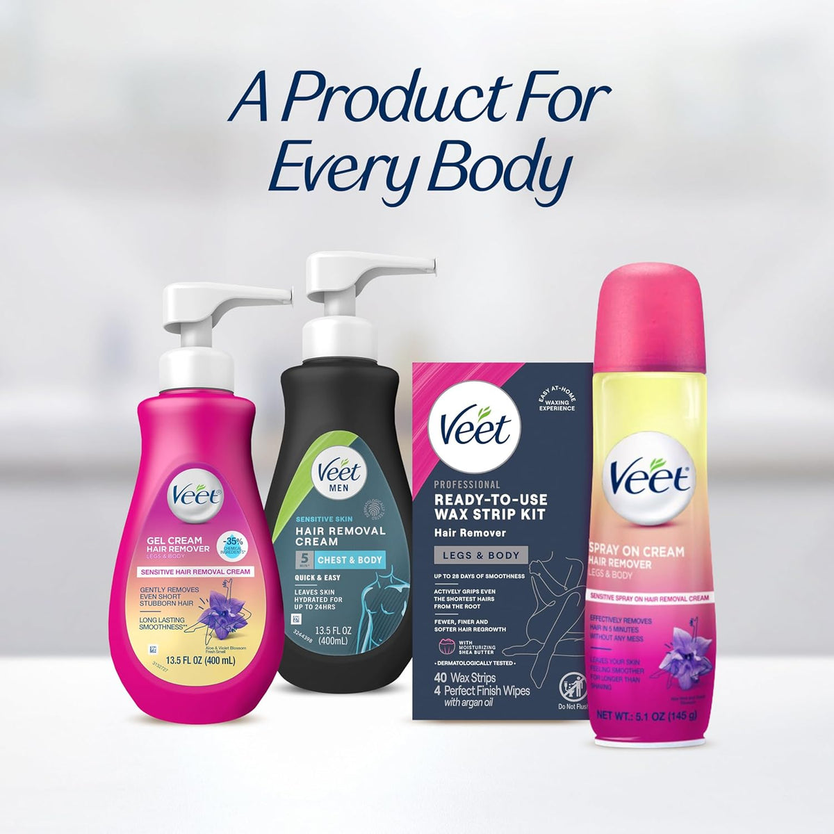VEET Wax Strip System – Calming Evening Self-Care, Easy Hair Removal for Relaxed, Hair-Free Skin