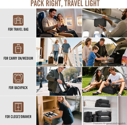 Veken Packing Cubes for Travel – Durable Carry-On Organizers for Camping Trips and Outdoor Adventures, 8-Piece Set