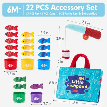 hahaland Montessori Fishing Toy for Toddlers – Safe Sensory Play Set for Nursery and Playroom Floor
