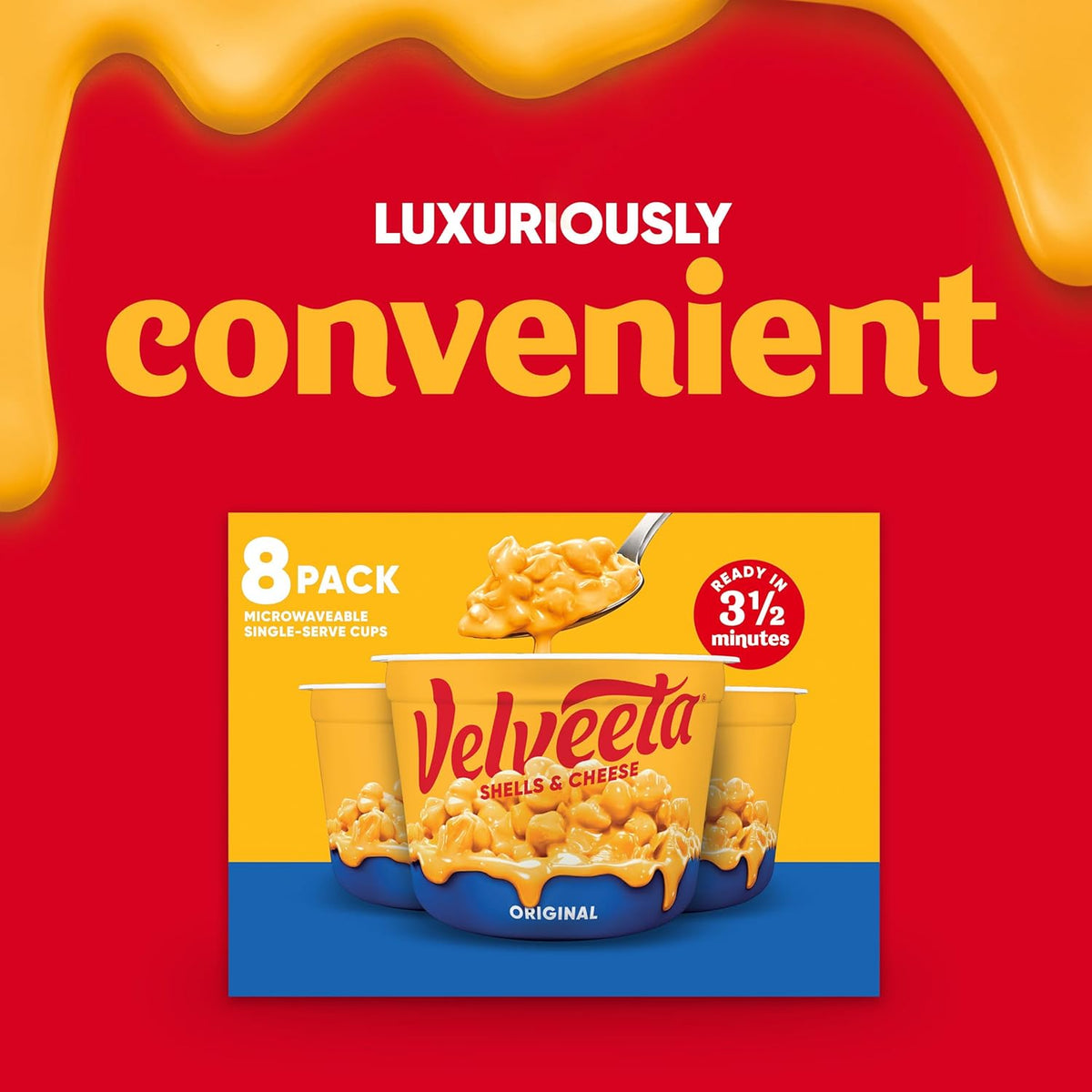 Velveeta Shells & Cheese Original Microwaveable Cup – Safe No-Stove Lunch for Young Children at Home, 8 ct Box