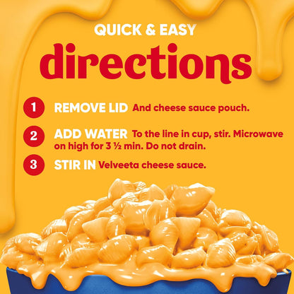 Velveeta Shells & Cheese Original Microwaveable Cup – Safe No-Stove Lunch for Young Children at Home, 8 ct Box