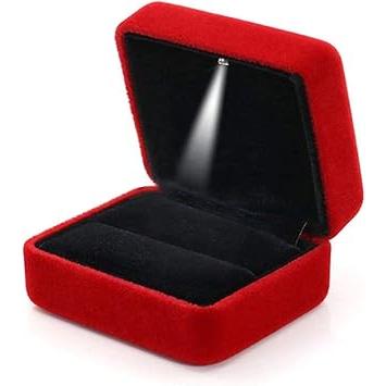 Velvet Ring Box with LED Light – Housewarming Gift for Newlyweds, Stylish Jewelry Display Box