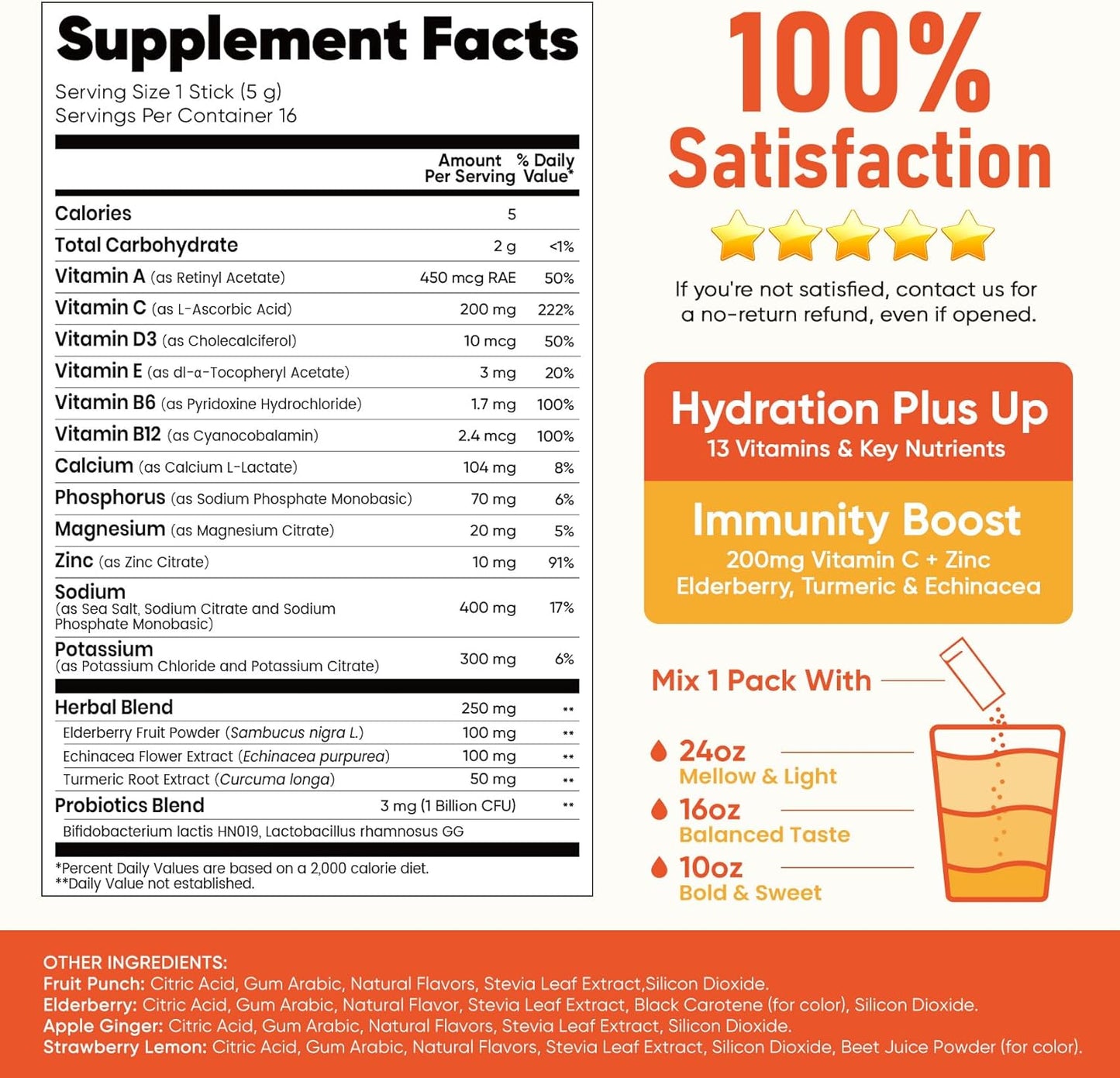 Venture Pal 2-in-1 Electrolyte + Immune Powder Sticks – Mindful Hydration Support for Wellness Enthusiasts, with Probiotics & 6 Vitamins