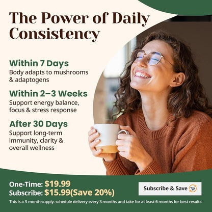 Venture Pal Adaptogenic Mushroom Supplement – Minimalist Routine Staple for Capsule-Free, Plant-Based Living