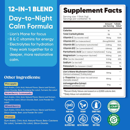 Venture Pal Calm Drink Mix – Capsule-Free Essential for Simple Bedtime Rituals, Sugar-Free Magnesium and L-Theanine Powder