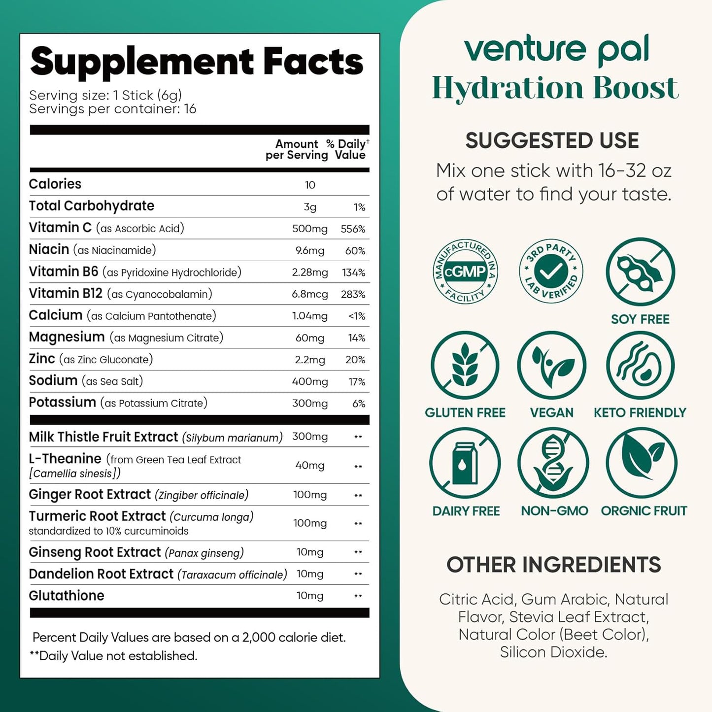 Venture Pal Electrolyte + Milk Thistle Stick – Evening Self-Care Hydration for Mind and Body