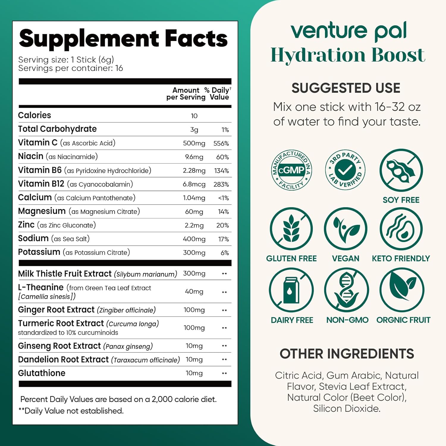 Venture Pal Electrolyte + Milk Thistle Stick – Evening Self-Care Hydration for Mind and Body
