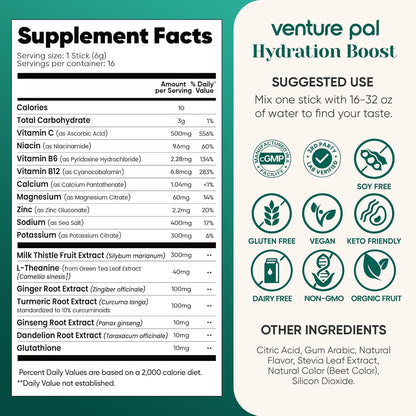 Venture Pal Electrolyte + Milk Thistle Stick – Evening Self-Care Hydration for Mind and Body