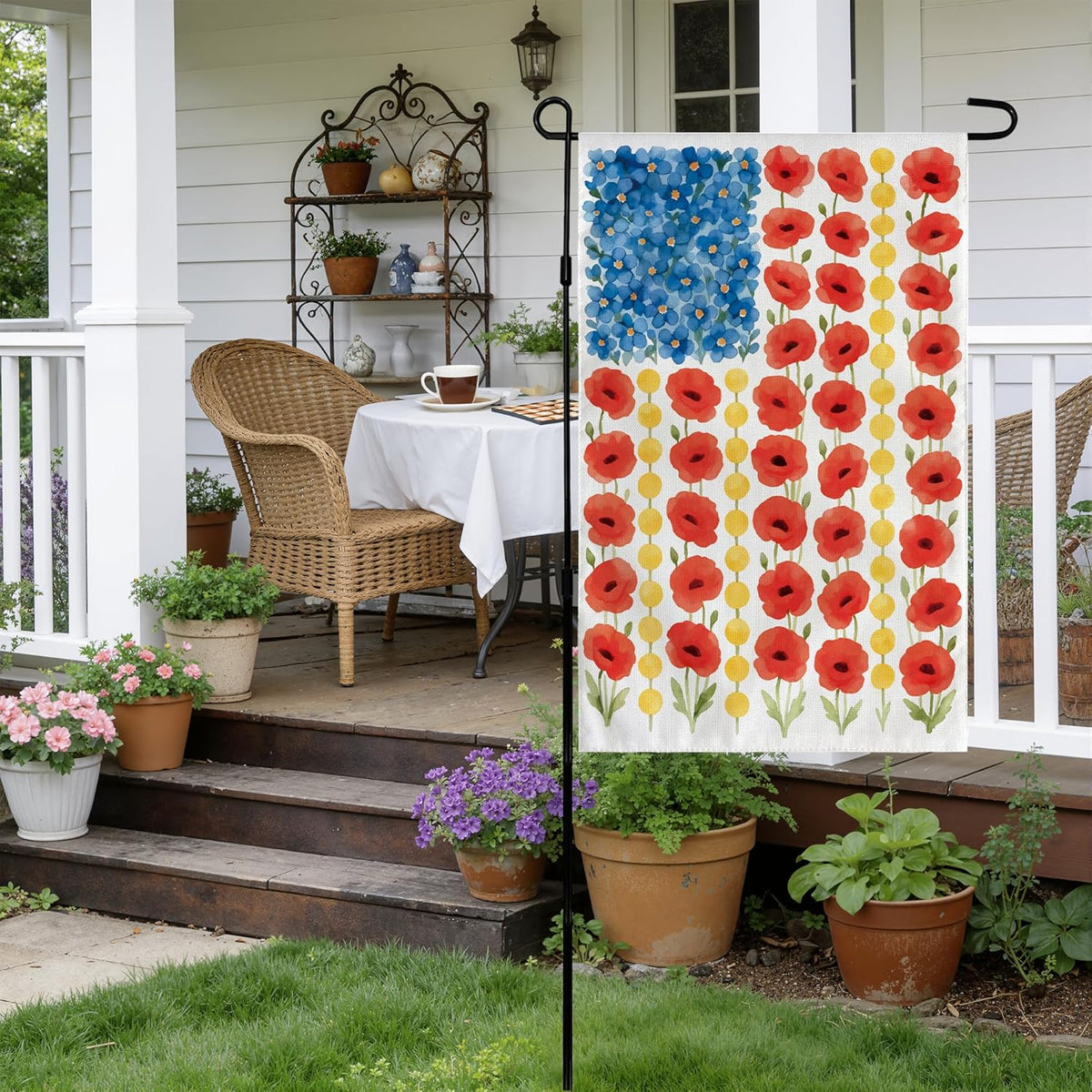 vibrant red, yellow, and blue color palette with weather-fast dye retention