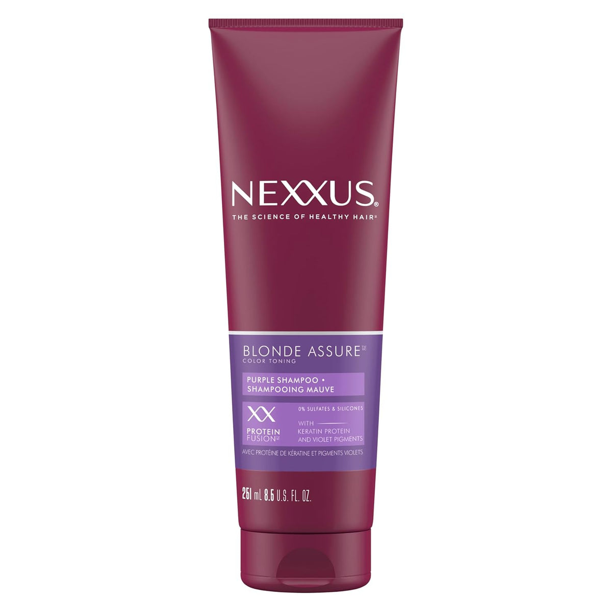 violet pigment to neutralize brassy and yellow tones on blonde, silver, and platinum hair