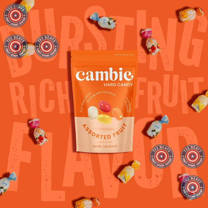 vivid red individual wrappers with nostalgic branding (arcor / cambie)