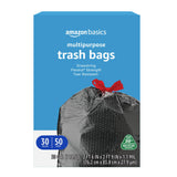 Amazon Basics 30 Gallon Flextra Drawstring Trash Bags – Child and Pet Safe Liner for Family Kitchen, Tear Resistant Black