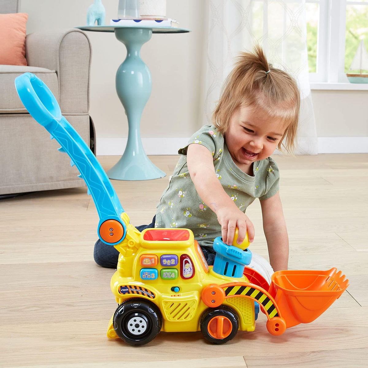 VTech Pop-a-Balls Push and Pop Bulldozer – Chunky Handle and Stable 2.5 Pound Base for Safe Toddler Floor Play