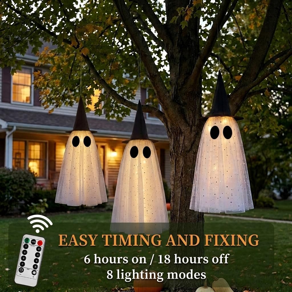 warm white led light sources (3 total) housed inside each ghost
