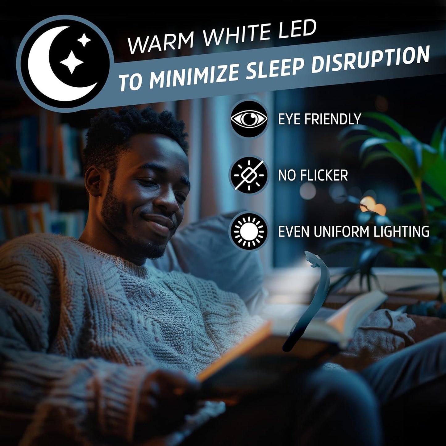 warm white led tuned to minimize blue light and sleep disruption