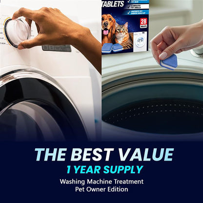 Washing Machine Cleaner Tablets – Pet-Safe and Septic-Safe Washer Maintenance, Unscented, 28 Count
