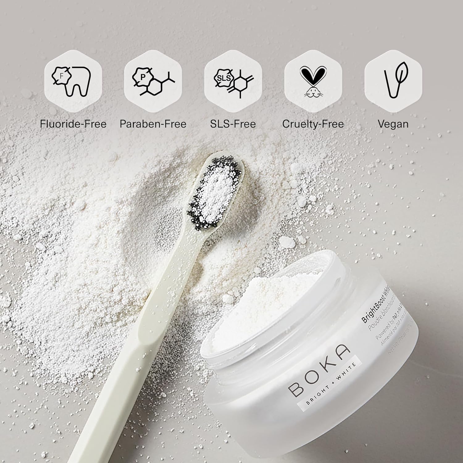 water-free concentrated powder in compact jar