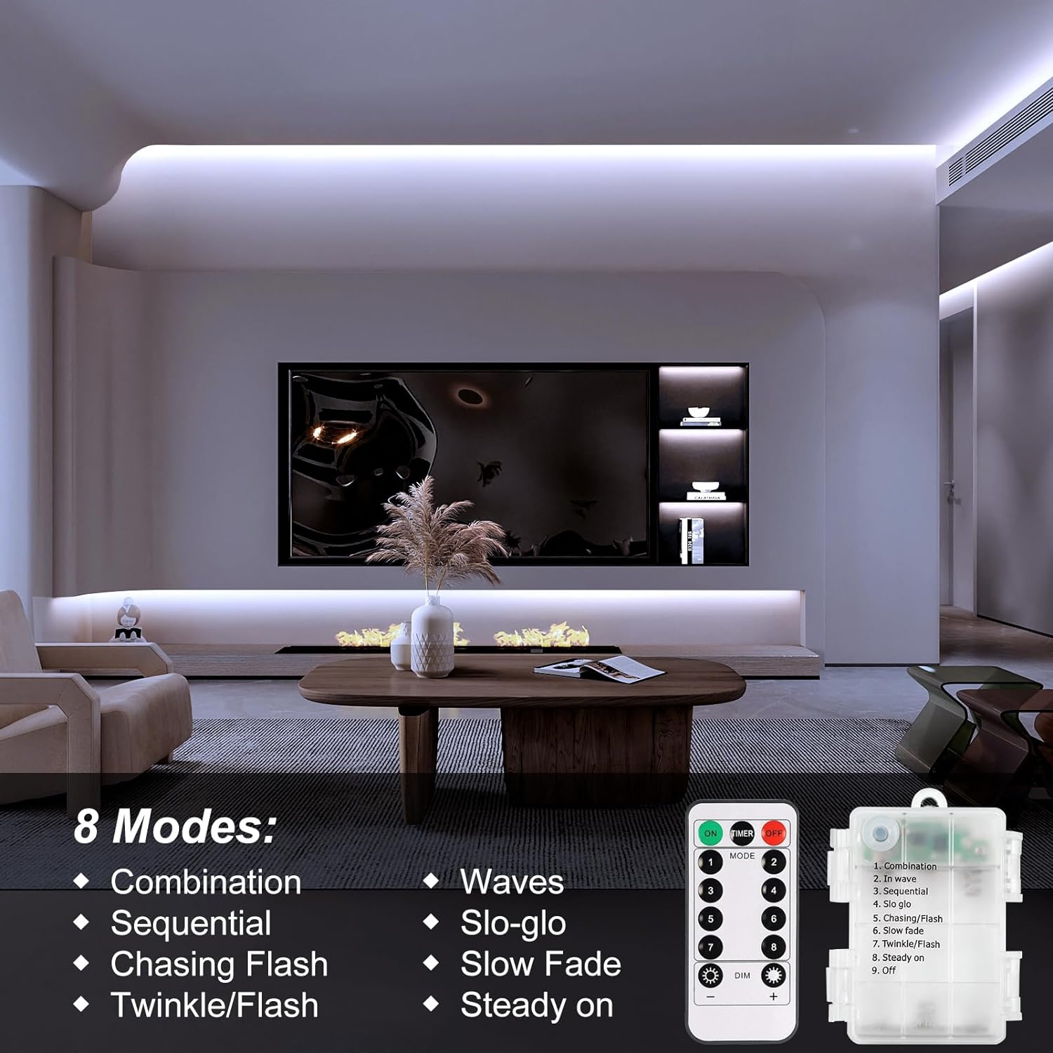 waterproof led strip with 180 leds per strip, 6000k cool white or warm white, sold as a 2-pack in 9.8ft or 16.4ft lengths