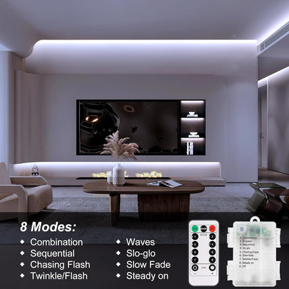 waterproof led strip with 180 leds per strip, 6000k cool white or warm white, sold as a 2-pack in 9.8ft or 16.4ft lengths