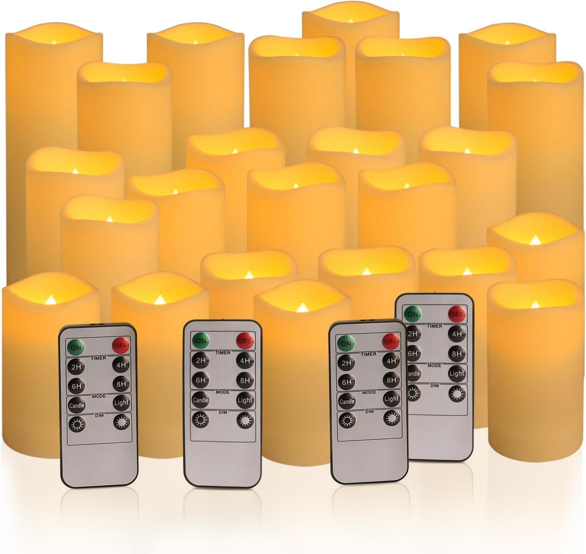 YOROXRG Flameless LED Candles 24-Pack, Tiered 4 5 6 Inch Flicker Set as Birthday Gift for Her, Mom and Couples for Anniversary Dinners