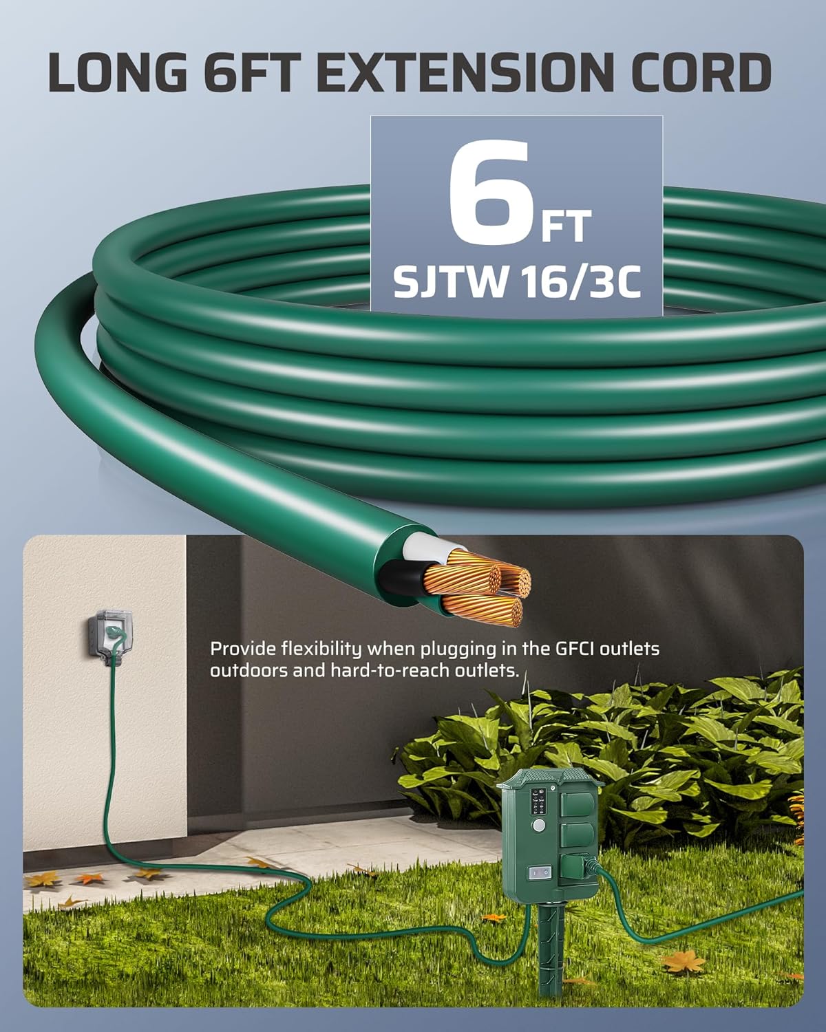 weatherproof design rated for rain and snow year-round outdoor use