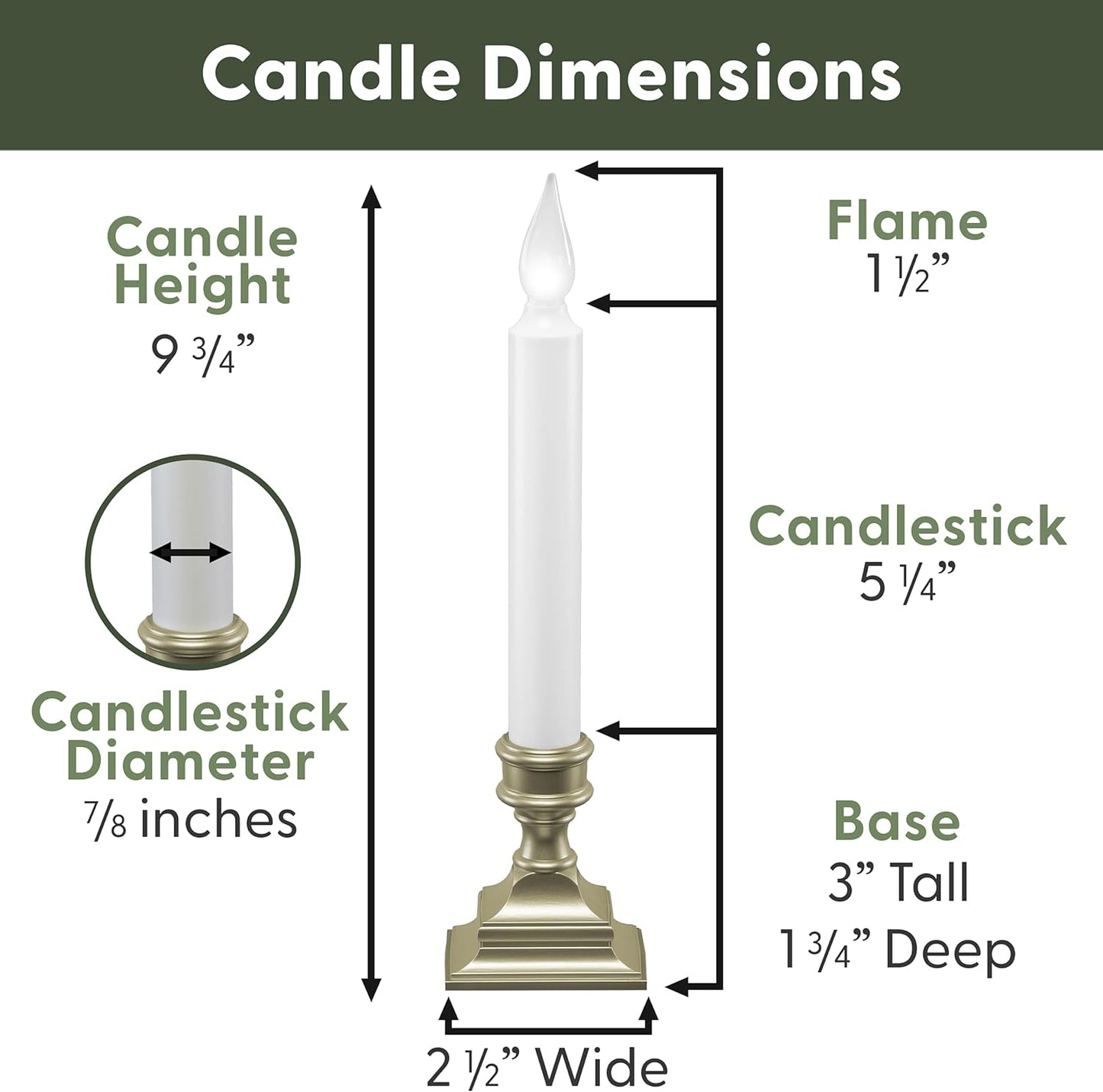 weighted molded plastic base in pewter or antique bronze finish to prevent tipping