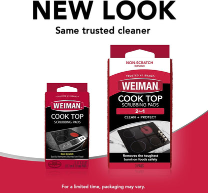 Weiman Cook Top Scrubbing Pads – Streamlined Burnt Food Remover for Simple Cleaning Routines