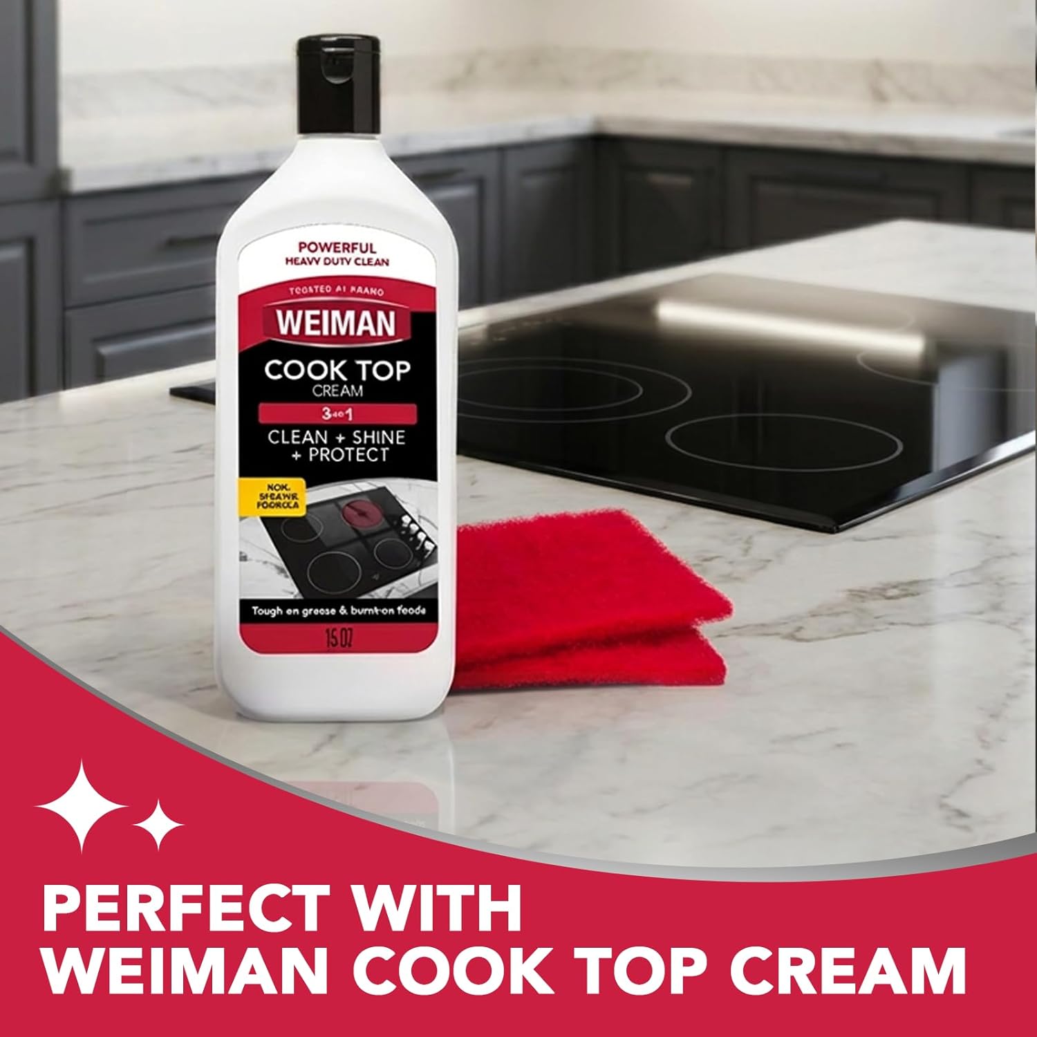 Weiman Cooktop Cleaning Kit – Surface-Safe Scrubbing Pads Designed to Avoid Micro-Scratches on Smooth Tops