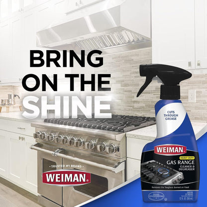 Weiman Gas Range Cleaner and Degreaser – Camping and Backyard BBQ Surface Cleaner, Restores Grill Grates Fast