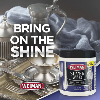Weiman Jewelry Polish Cleaner – Family-Safe Anti-Tarnish Wipes for Shared Bathroom Vanities
