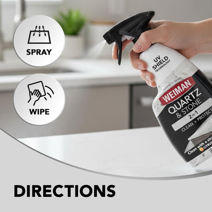 Weiman Quartz Countertop Cleaner and Polish Holiday Gift for Home Cooks, Citrus Scented Stone Care Set in Twin Bottles