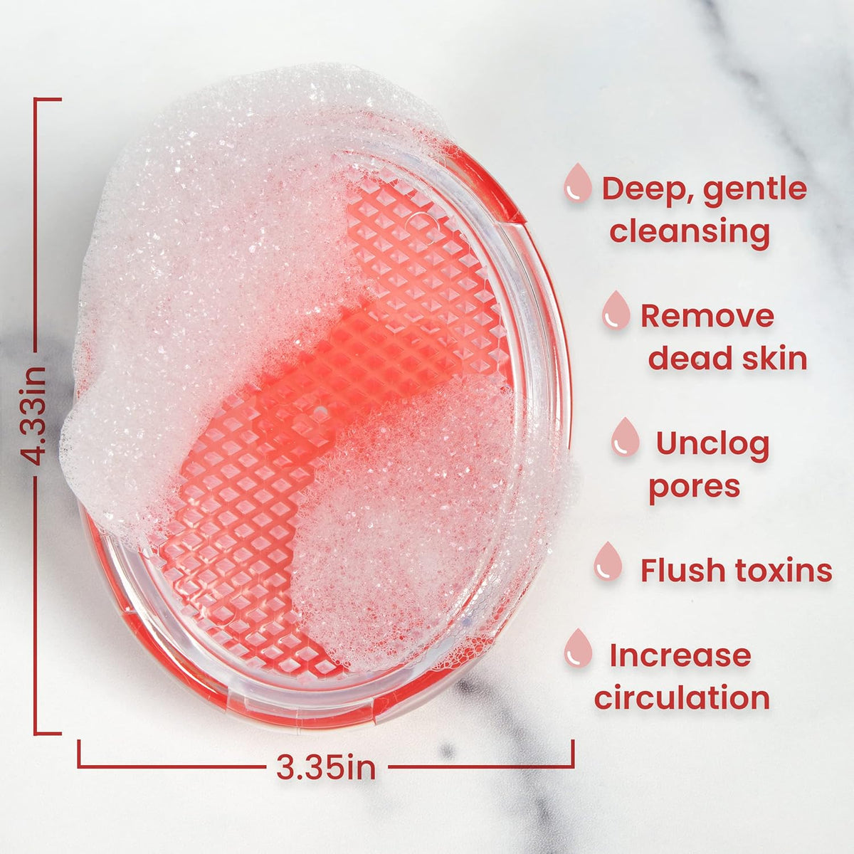 wet and dry dual-use construction suitable for in-shower prep or dry brushing on dry skin