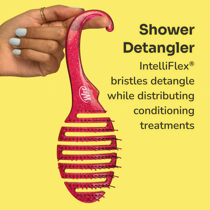 Wet Brush Shower Hair Detangler – Clean Design Hair Tool, Single-Color Glitter Brush for Uncluttered Bathroom Counters