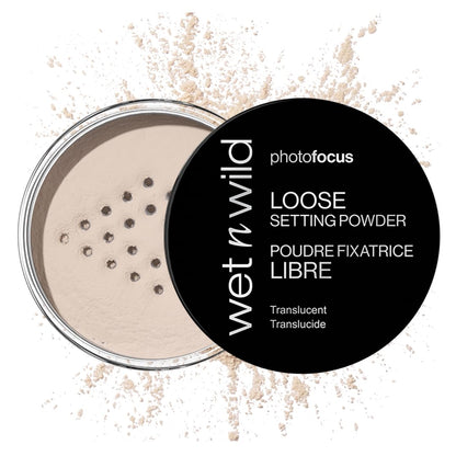 wet n wild Photo Focus Loose Baking Setting Powder, Highlighter Makeup, Suitable for All Skin Tones - Off-White Translucent