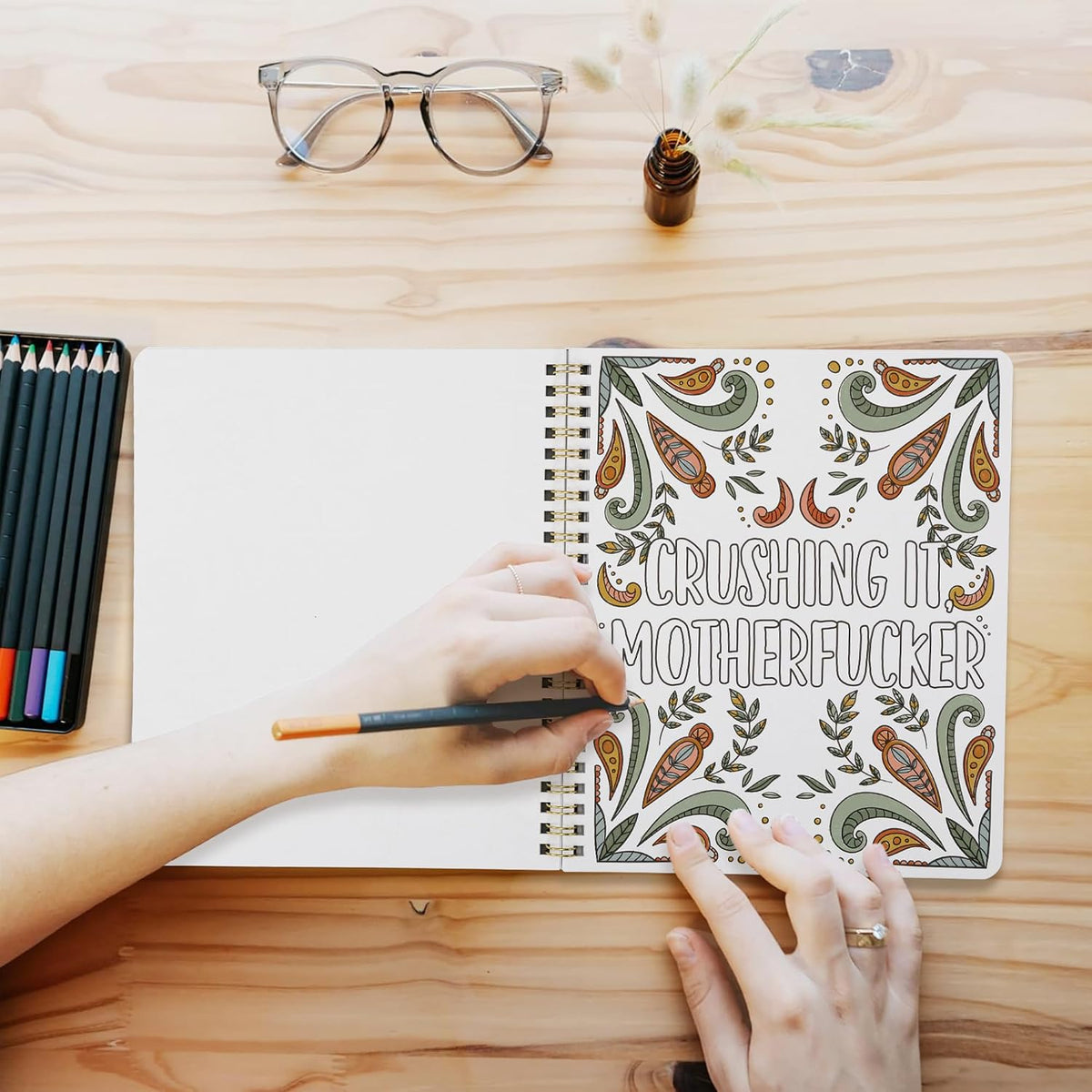 whimsical retro folk art illustrations paired with humorous motivational phrases