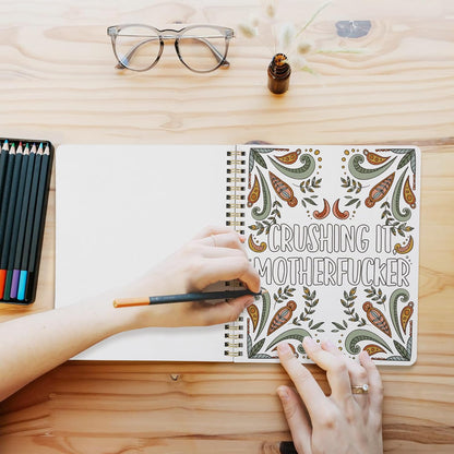 whimsical retro folk art illustrations paired with humorous motivational phrases