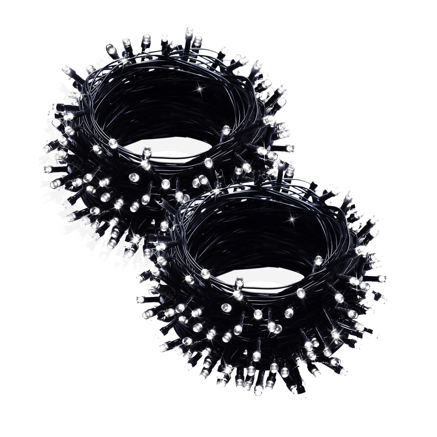 White (33 Ft 100 LED) - 2 Pack(Black Wire)