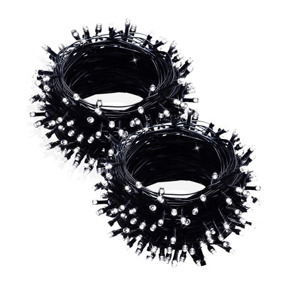 White (33 Ft 100 LED) - 2 Pack(Black Wire)