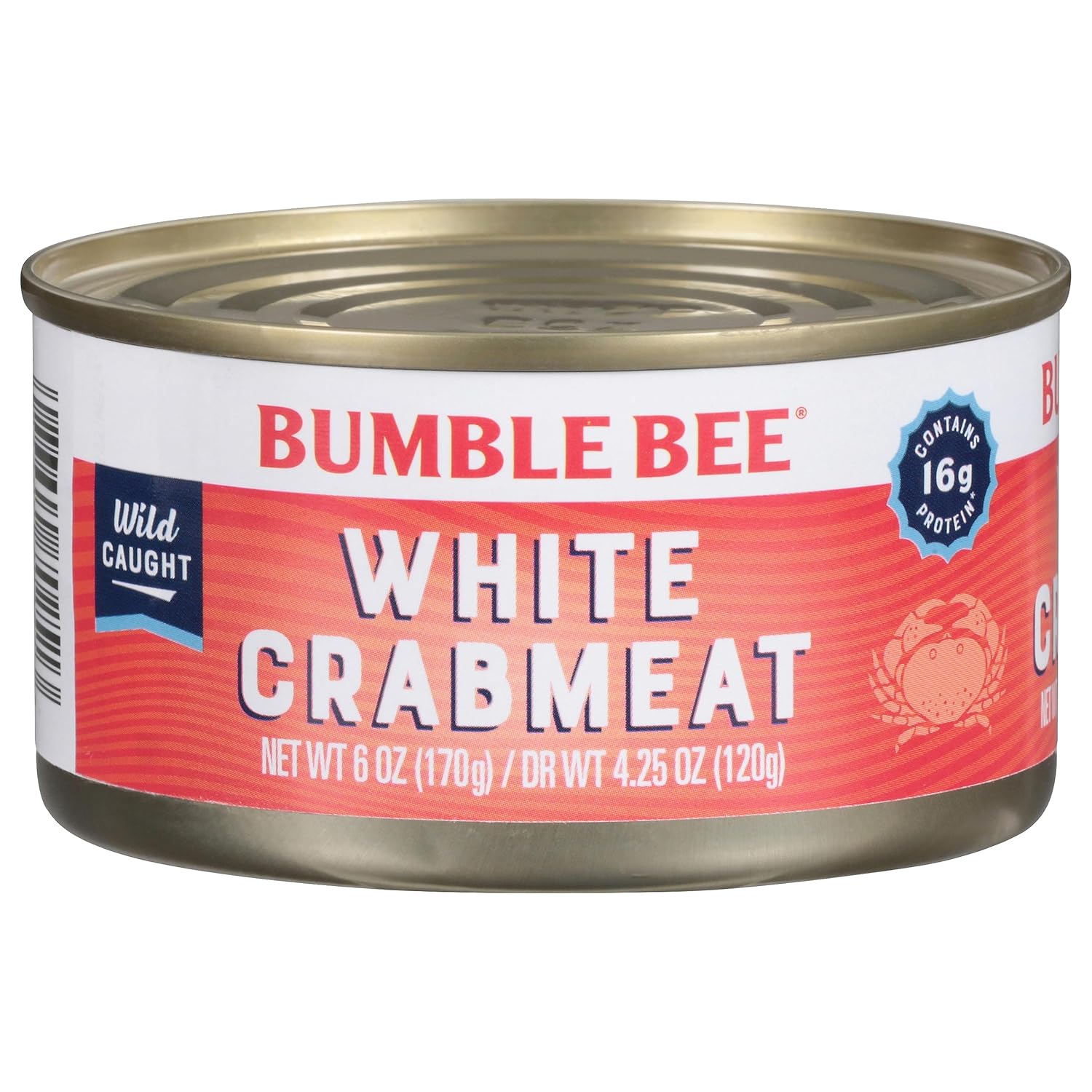 white flake crabmeat from the body of the crab with 4.25oz drained weight per 6oz can