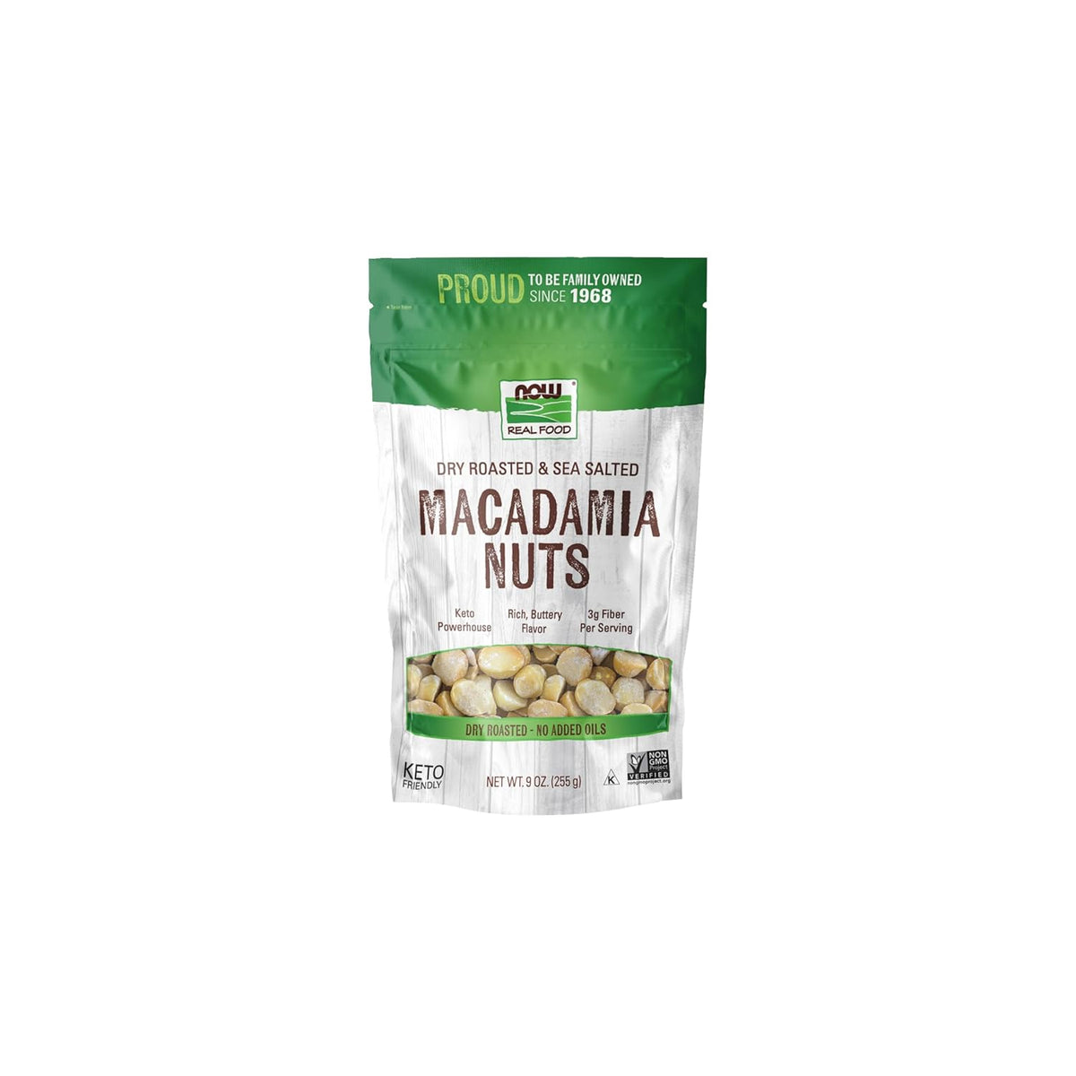 whole dry-roasted macadamia nuts lightly seasoned with sea salt