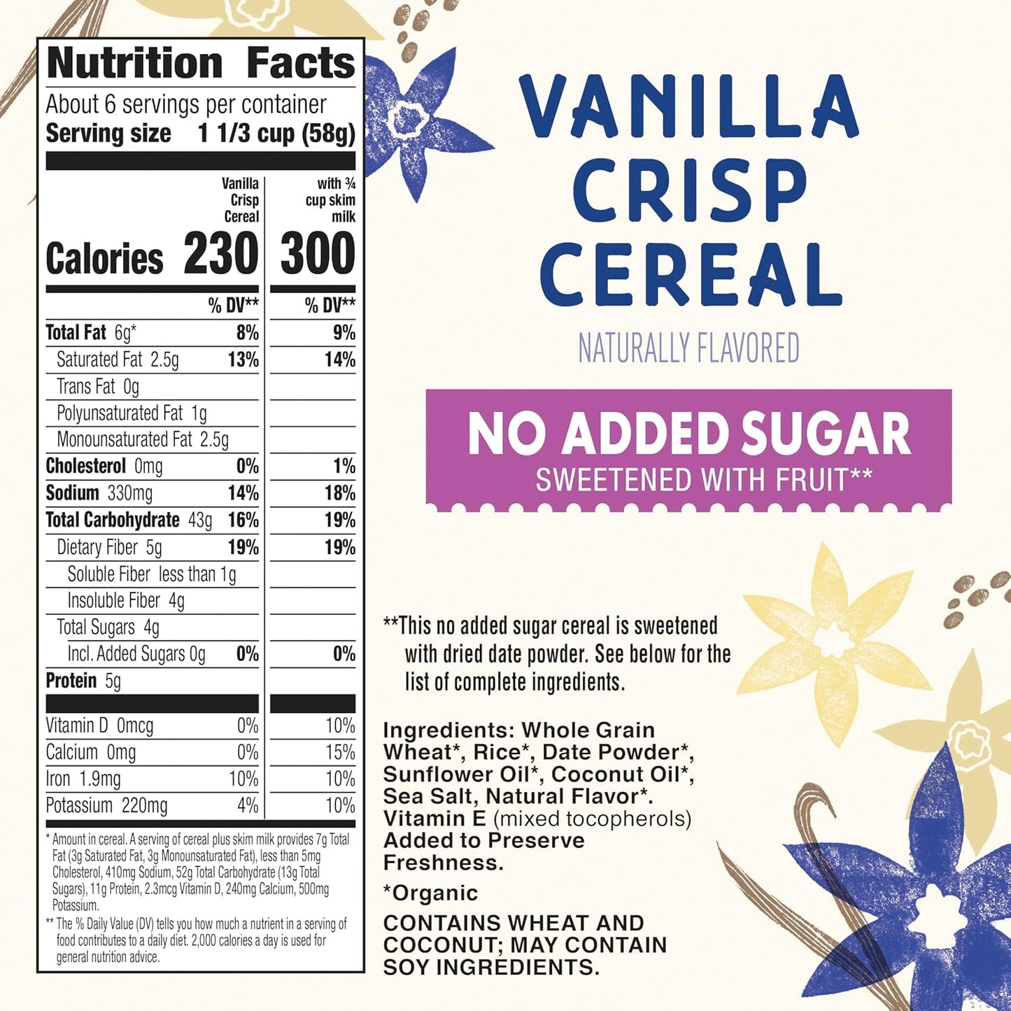 whole grain wheat and rice blend with natural vanilla flavor