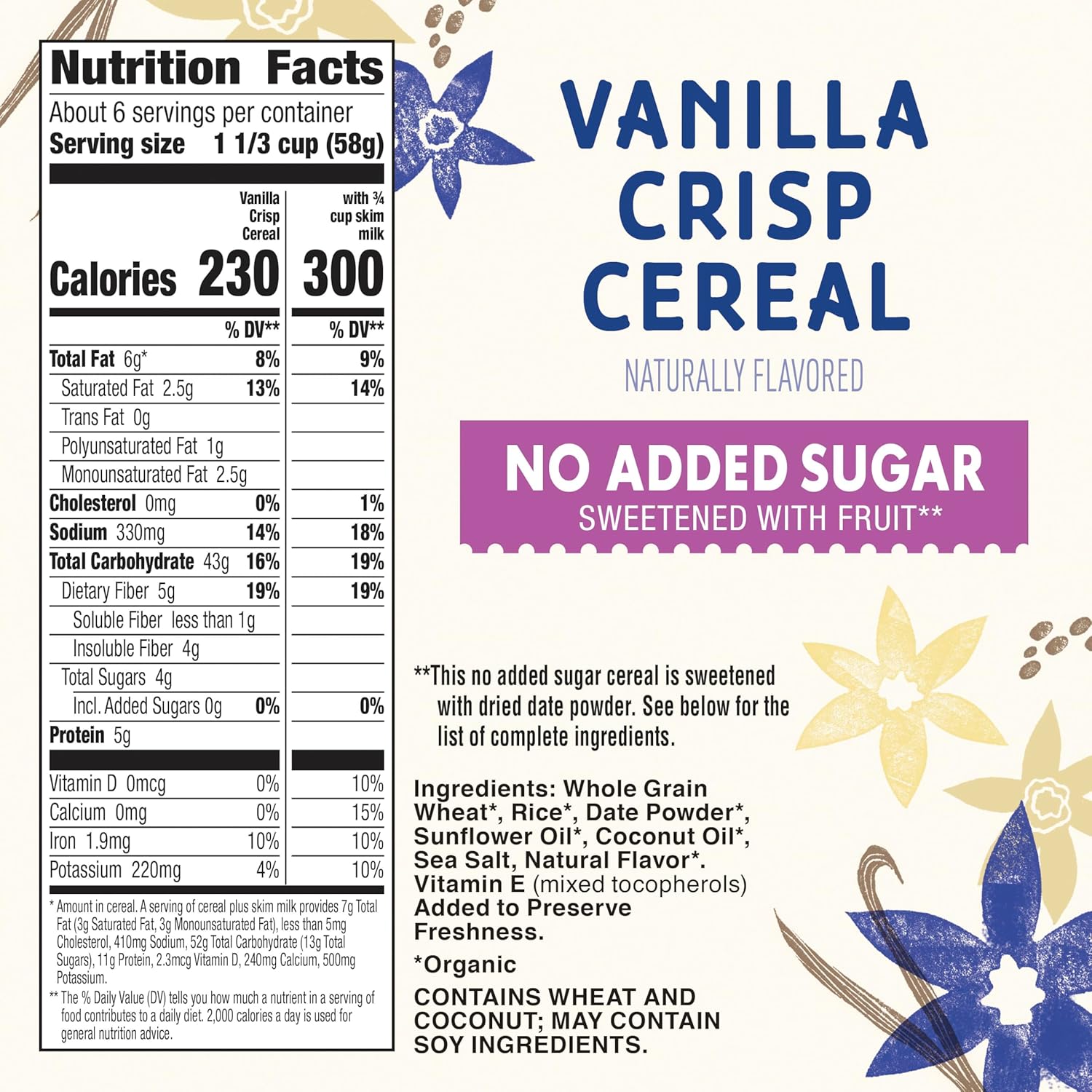 whole grain wheat and rice blend with natural vanilla flavor